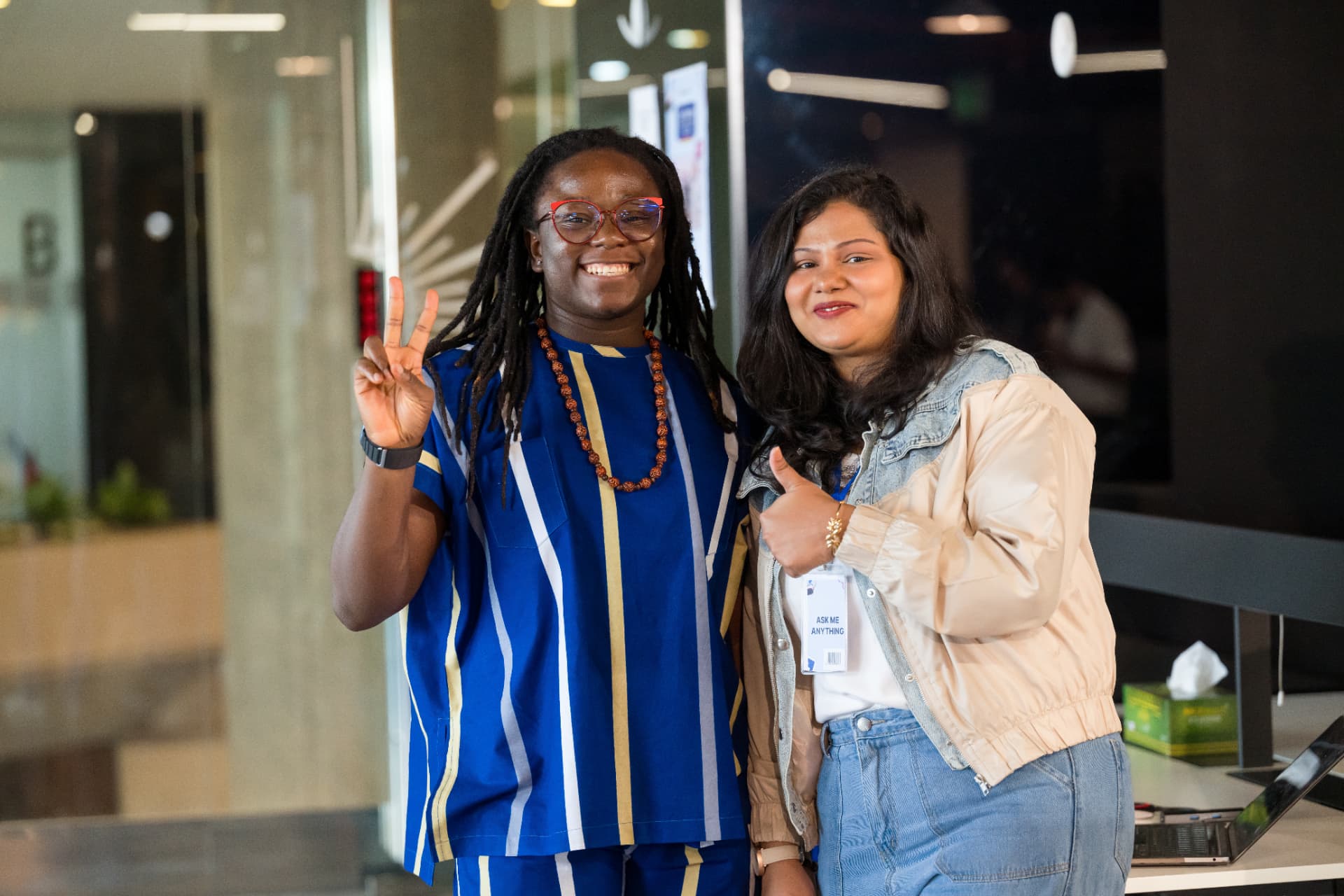 Two attendees posing together at TechFest